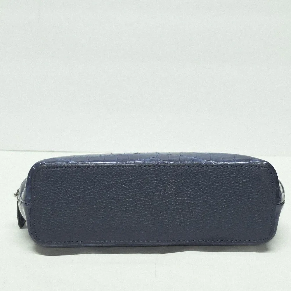 Brighton Bellissimo Heart Croc Print Blue Patent Leather Cosmetic Bag Pouch